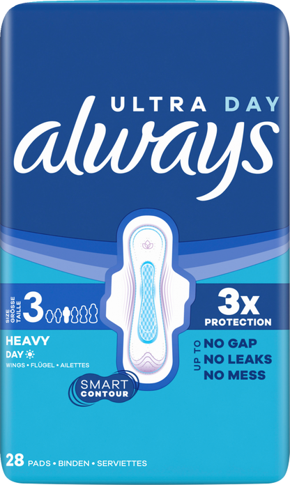 Always Ultra Damenbinden Day Long Plus mit Flügeln Gr. 3 (84 STK) Monatspaket
