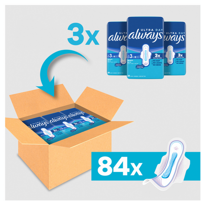 Always Ultra Damenbinden Day Long Plus mit Flügeln Gr. 3 (84 STK) Monatspaket