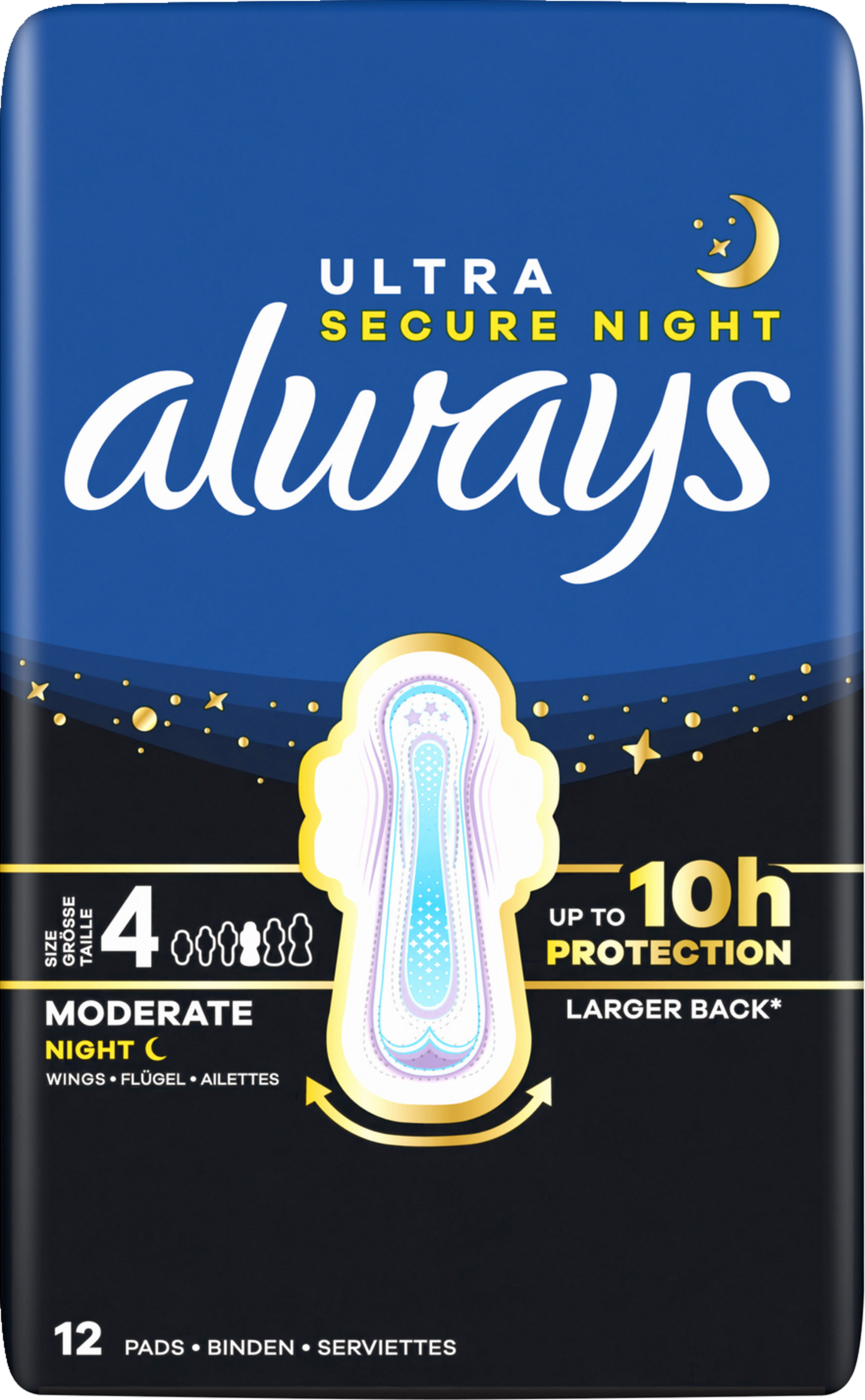 Always Ultra Damenbinden Secure Night mit Flügeln Gr. 4 (72 STK) Monatspaket