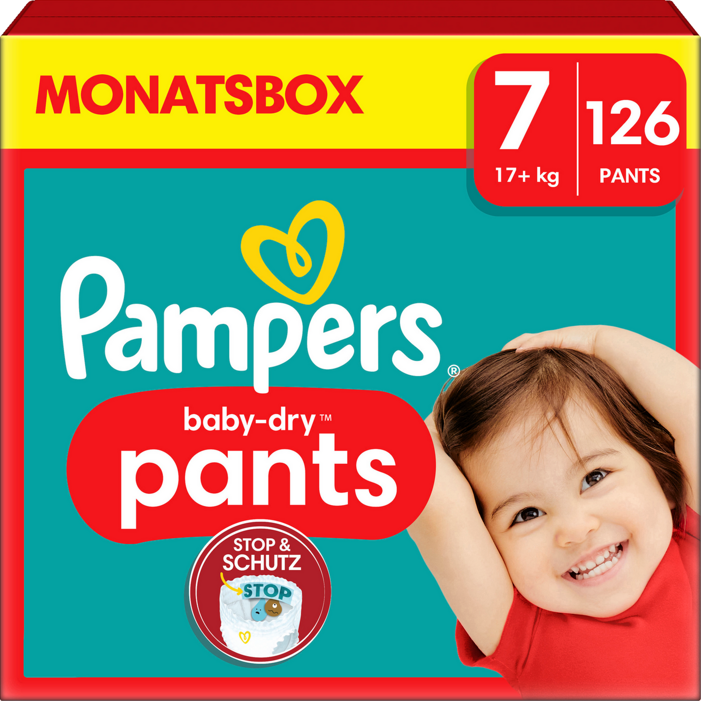 Pampers Baby-Dry PANTS Gr. 7 XXL +17kg (126 STK) Monatsbox