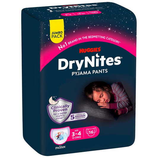 Huggies DryNites® Pyjama Pants Girl 3-4 Jahre (12-21 kg) Beutel (16 STK)
