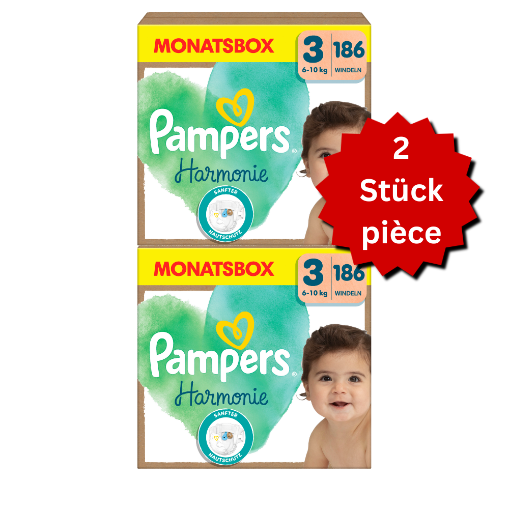 Pampers Harmonie Gr. 3 Midi 6-10kg (2x186 STK) AKTION 2 Monatsboxen