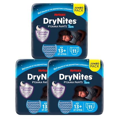 Huggies DryNites® Pyjama Pants Boy +13 Jahre (27-57 kg) Jumbopack (3x11 STK)