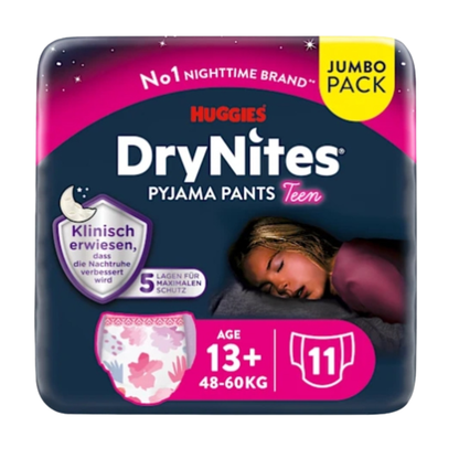 Huggies DryNites® Pyjama Pants Girl +13 Jahre (48-60 kg) Jumbopack (3x11 STK)
