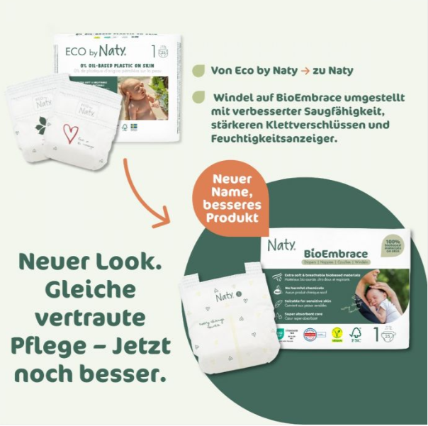 Naty BioEmbrace T1 Newborn (2-5kg) Beutel (25 STK)