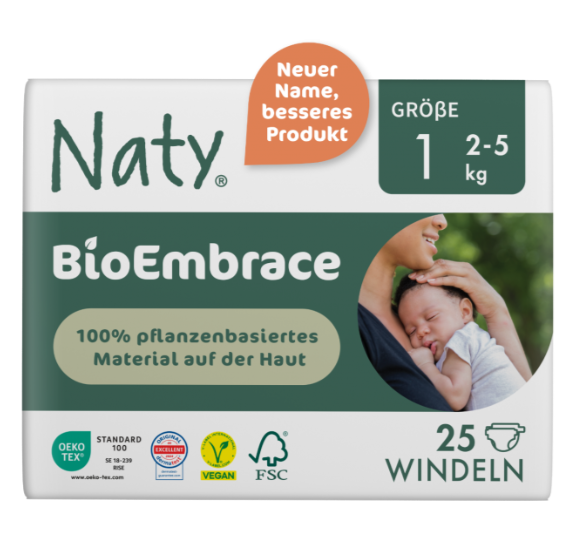 Naty BioEmbrace T1 Newborn (2-5kg) Karton (4 X 25 STK)