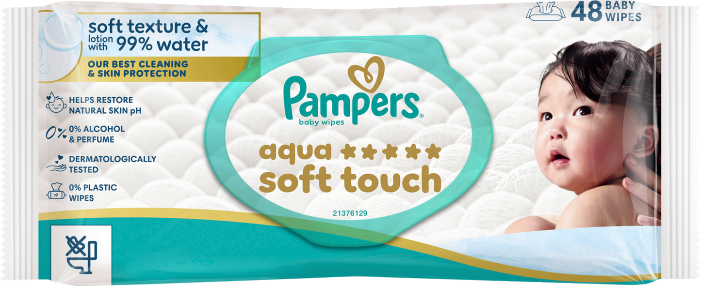 Pampers Aqua Soft Touch Baby-Feuchttücher (48 STK) Beutel
