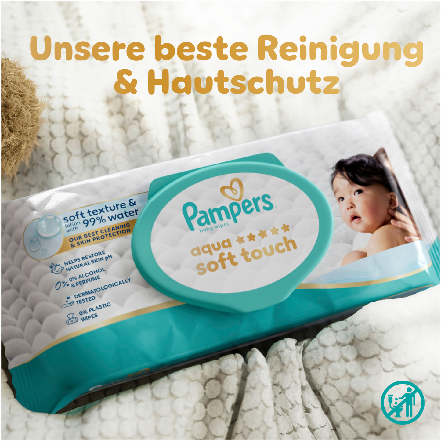 Pampers Aqua Soft Touch Baby-Feuchttücher (12 x 48 STK) Karton