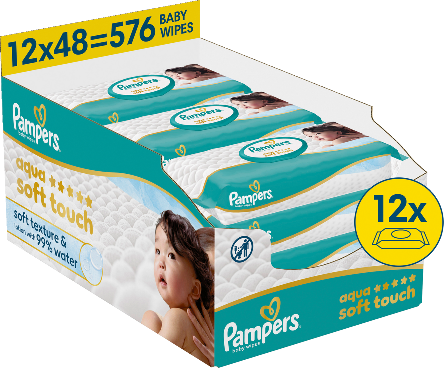 Pampers Aqua Soft Touch Baby-Feuchttücher (12 x 48 STK) Karton