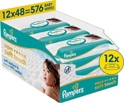 Pampers Aqua Soft Touch Baby-Feuchttücher (12 x 48 STK) Karton