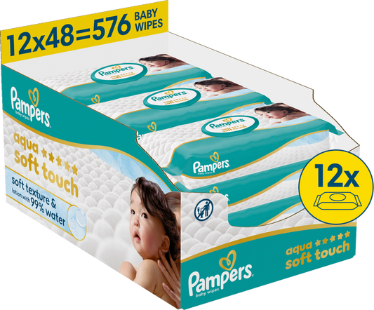 Pampers Aqua Soft Touch Baby-Feuchttücher (12 x 48 STK) Karton