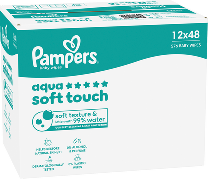 Pampers Aqua Soft Touch Baby-Feuchttücher (12 x 48 STK) Karton