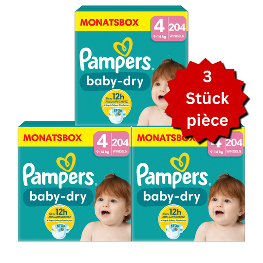 Pampers Baby-Dry Gr.4 Maxi 9-14kg (3x204 STK) AKTION 3 Monatsboxen