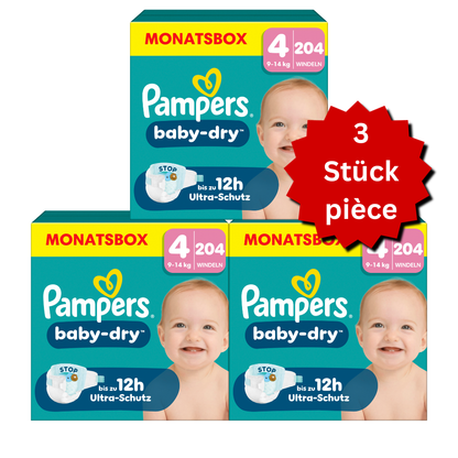 Pampers Baby-Dry Gr.4 Maxi 9-14kg (3x204 STK) AKTION 3 Monatsboxen