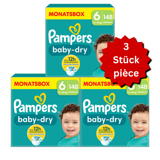 Pampers Baby-Dry Gr.6 Extra Large 13-18kg (3x148 STK) AKTION 3 Monatsboxen