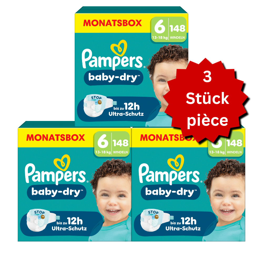 Pampers Baby-Dry Gr.6 Extra Large 13-18kg (3x148 STK) AKTION 3 Monatsboxen