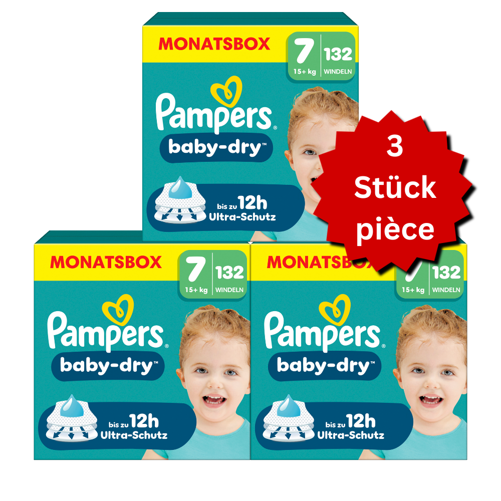 Pampers Baby-Dry Gr.7 XXL 15+kg (3x132 STK) AKTION 3 Monatsboxen