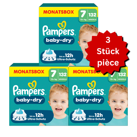 Pampers Baby-Dry Gr.7 XXL 15+kg (3x132 STK) AKTION 3 Monatsboxen