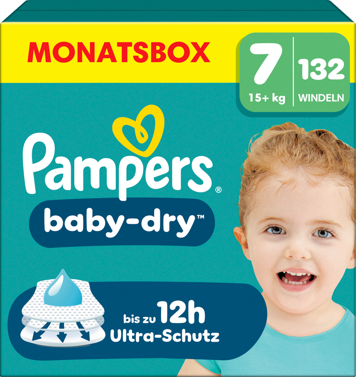 Pampers Baby-Dry Gr.7 XXL 15+kg (132 STK) Monatsbox