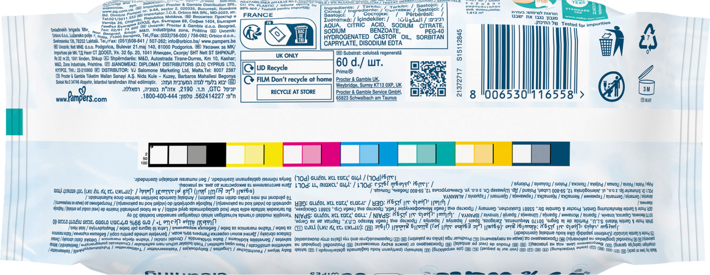 Pampers Feuchte Tücher 99% Water (12 x 60 STK) Karton