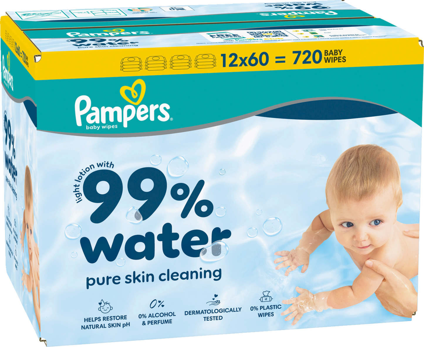 Pampers Feuchte Tücher 99% Water (12 x 60 STK) Karton