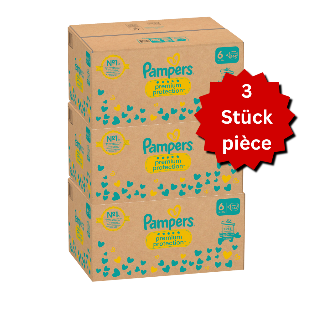 Pampers Premium Protection Gr. 6 XL 13+kg (3x144 STK) AKTION 3 Monatsboxen