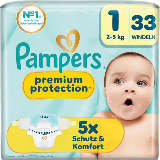 Pampers Premium Protection Gr. 1  Newborn (2-5kg) (33 STK) Tragepack