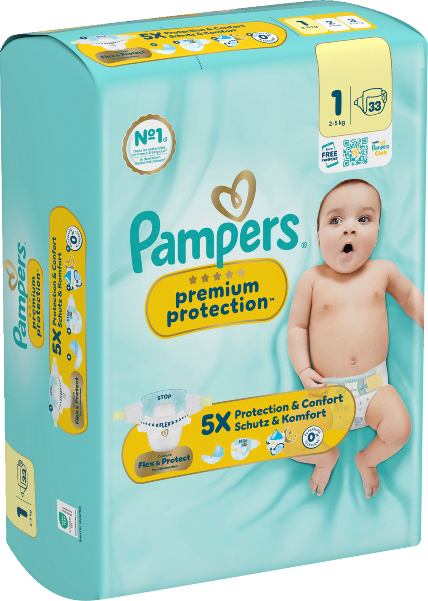 Pampers Premium Protection Gr. 1  Newborn (2-5kg) (33 STK) Tragepack