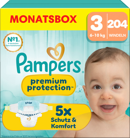 Pampers Premium Protection Gr.3 Midi 6-10kg (3x204 STK) AKTION 3 Monatsboxen