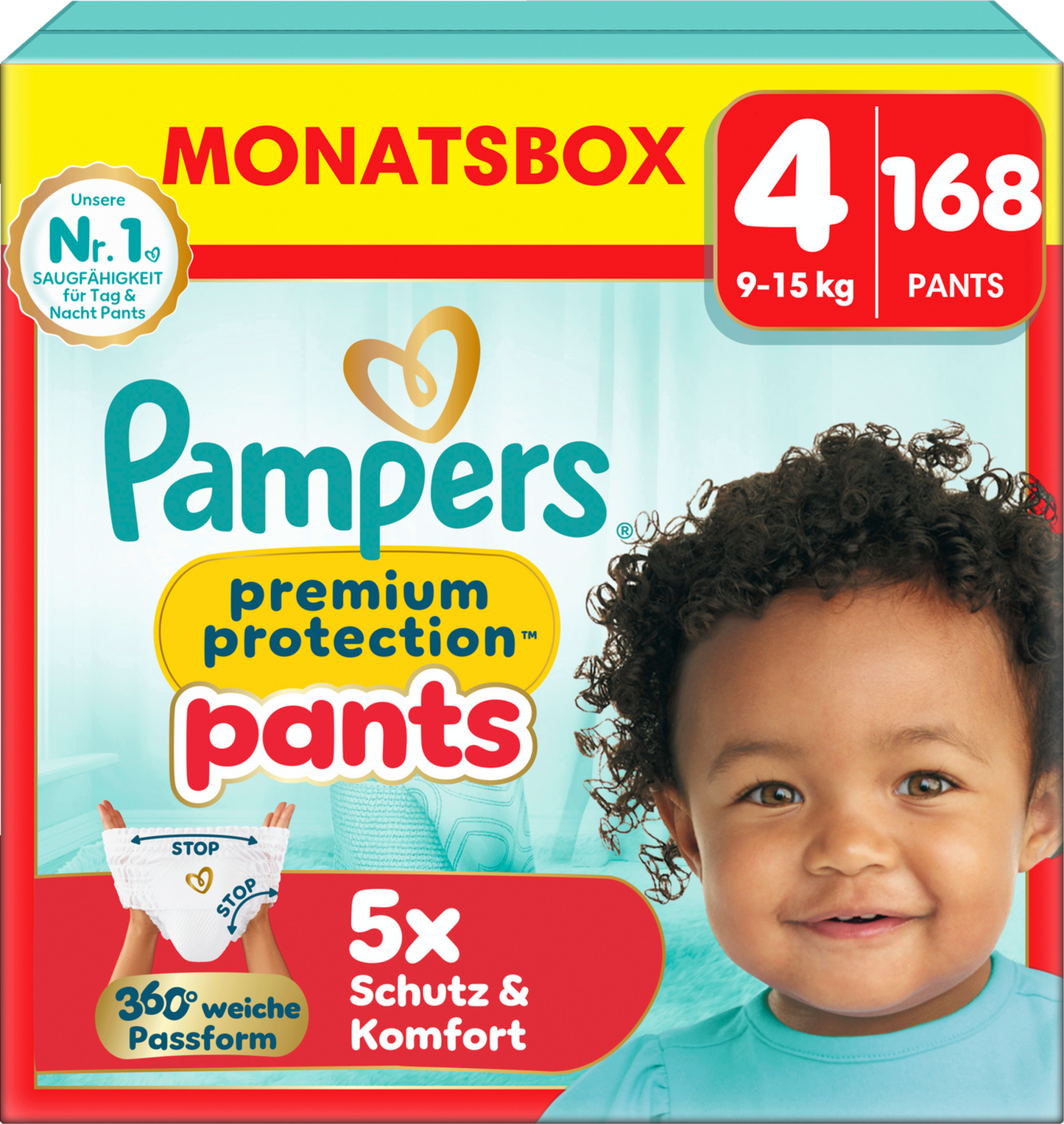Pampers Premium Protection Pants Gr.4 Maxi 9-15kg (3x168 STK) AKTION 3 Monatsboxen