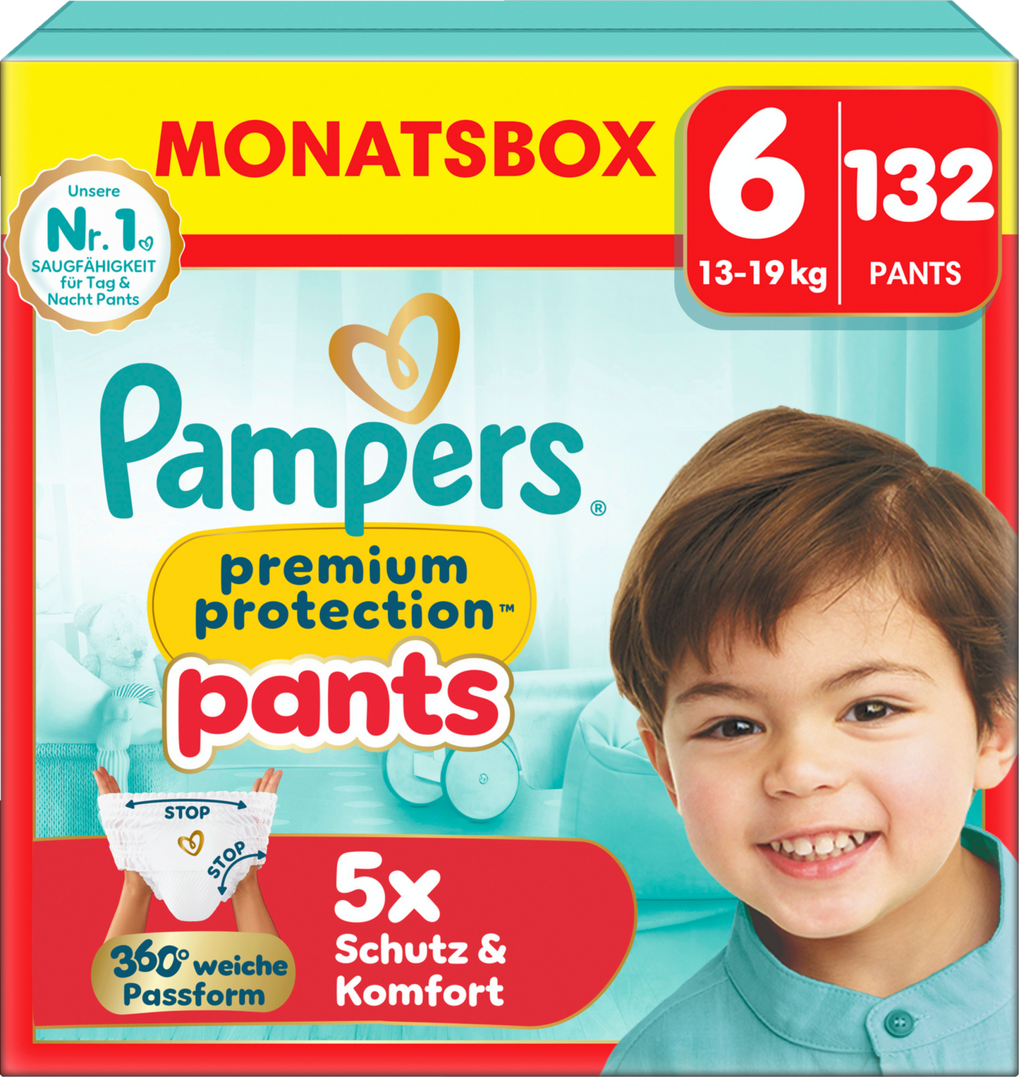 Pampers Premium Protection Pants Gr.6 Extra Large 13-19kg (3x132 STK) AKTION 3 Monatsboxen