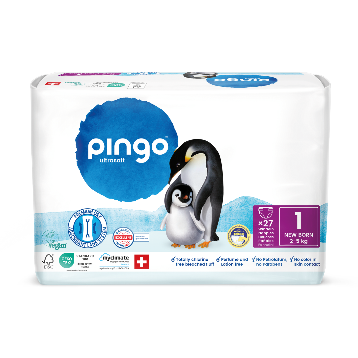 Pingo - Gr. 1 Newborn + Pingo Feuchttücher Muster