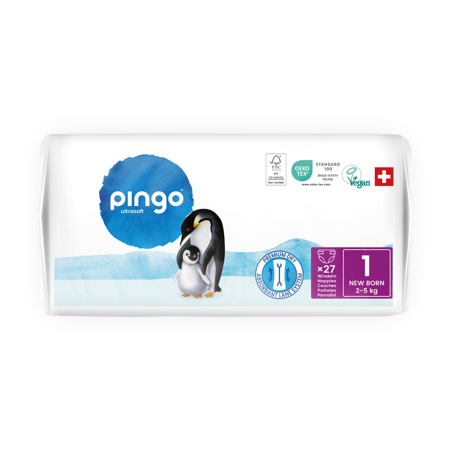 Pingo - Gr. 1 Newborn + Pingo Feuchttücher Muster