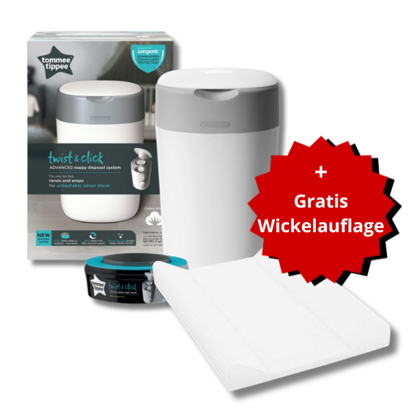 Sangénic 2+1 Set: Windeleimer & Ersatzkassetten (6 STK) + GRATIS Wickelauflage