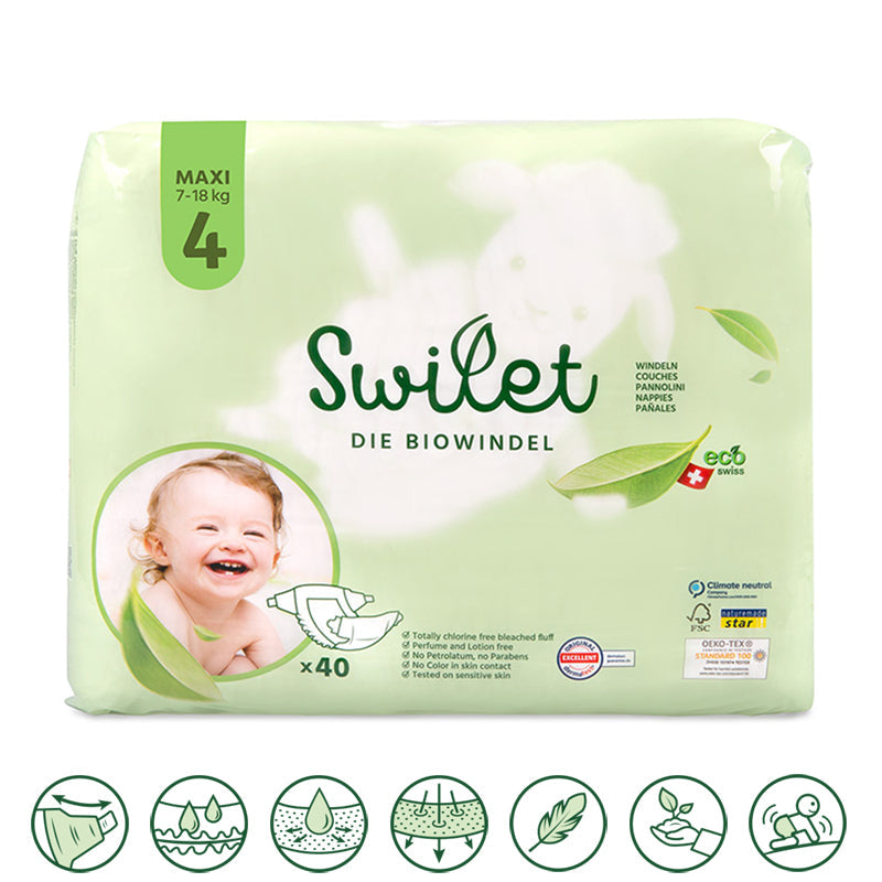 Swilet - Die Biowindel Gr. 4 Maxi 7-18Kg (40 STK) Beutel