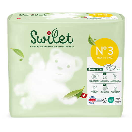 Swilet - Die Biowindel Gr. 3 Midi 5-9Kg (44 STK) Beutel