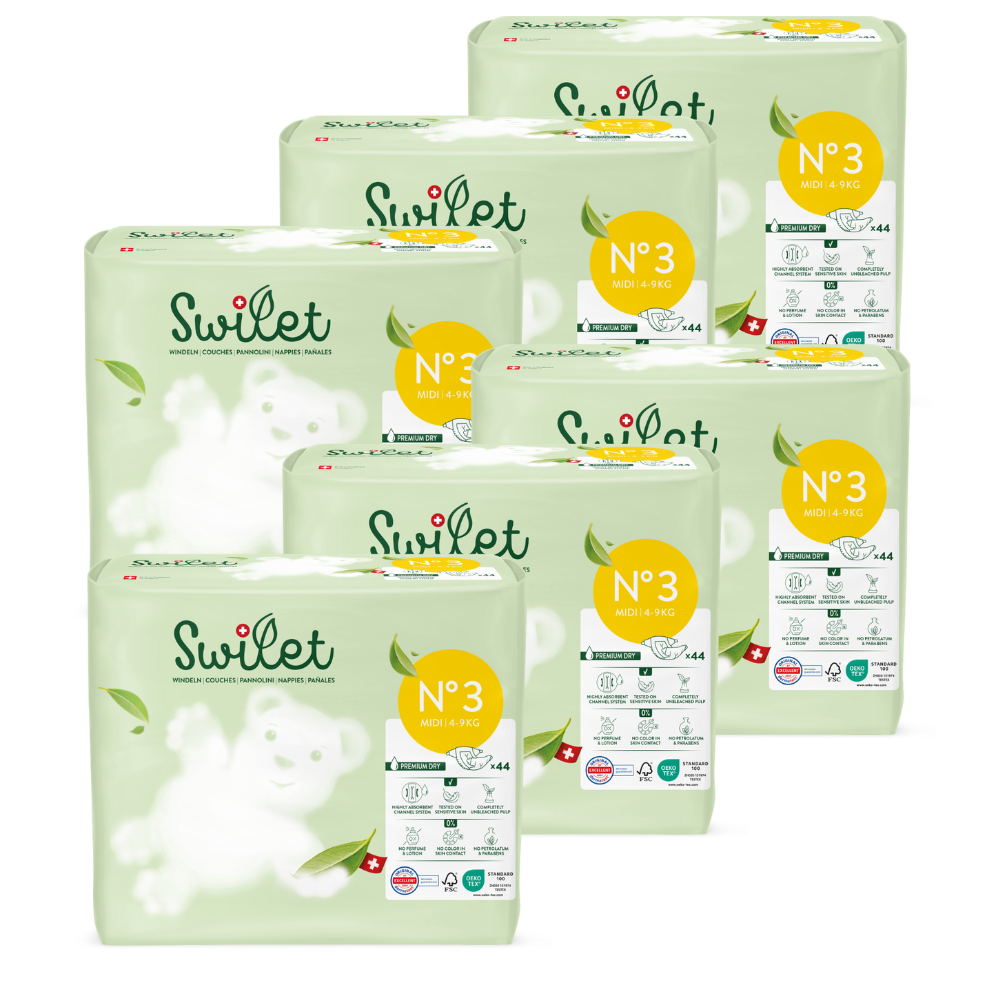 Swilet - Die Biowindel Gr. 3 Midi 5-9Kg (6x 44 STK) Karton
