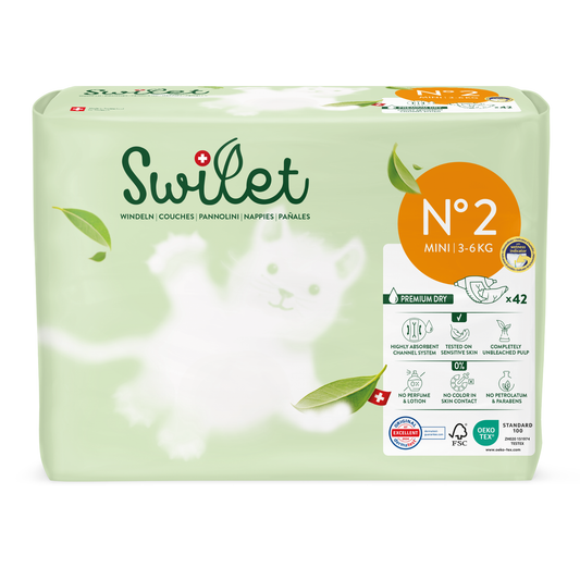 Swilet - Die Biowindel Gr. 2 Mini 3-6Kg (42 STK) Beutel