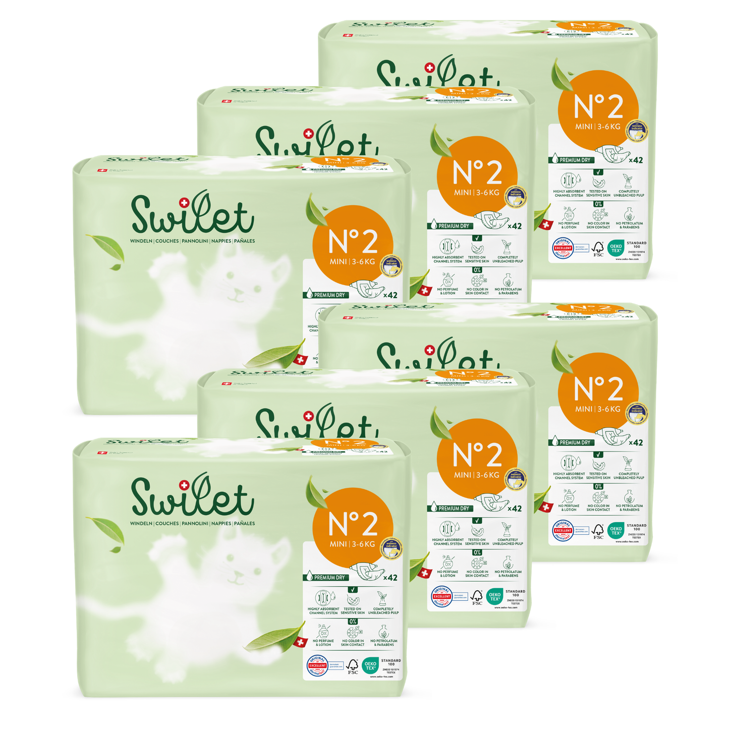 Swilet - Die Biowindel Gr. 2 Mini 3-6Kg (6x 42 STK) Karton