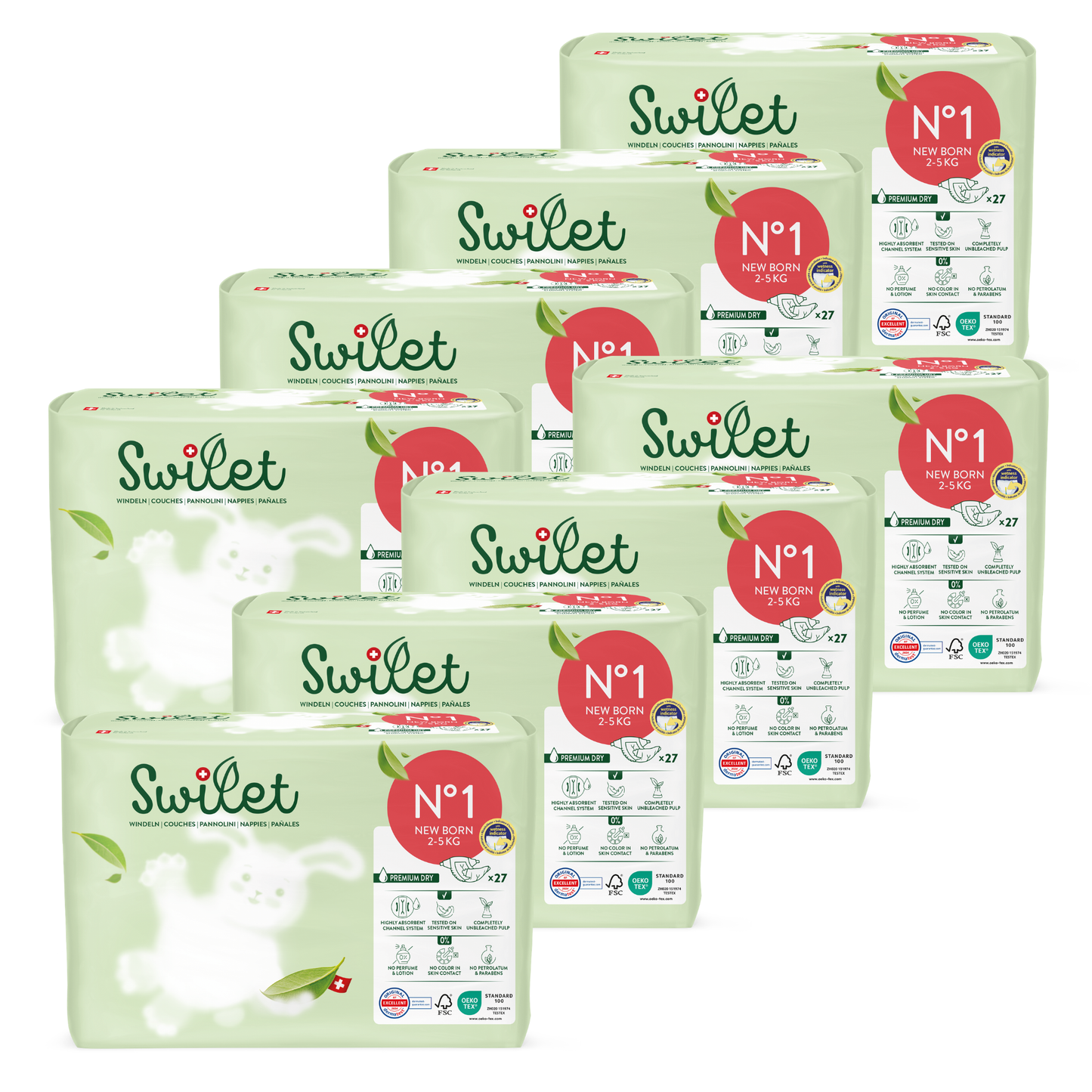 Swilet - Die Biowindel Gr. 1 Newborn 2-5Kg (8x 27 STK) 2erKarton