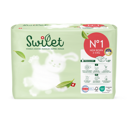Swilet - Die Biowindel Gr. 1 Newborn 2-5Kg (8x 27 STK) 2erKarton
