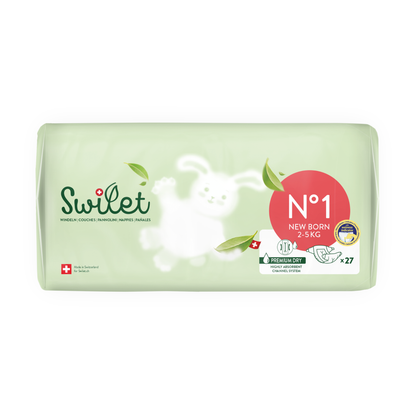 Swilet - Die Biowindel Gr. 1 Newborn 2-5Kg (8x 27 STK) 2erKarton