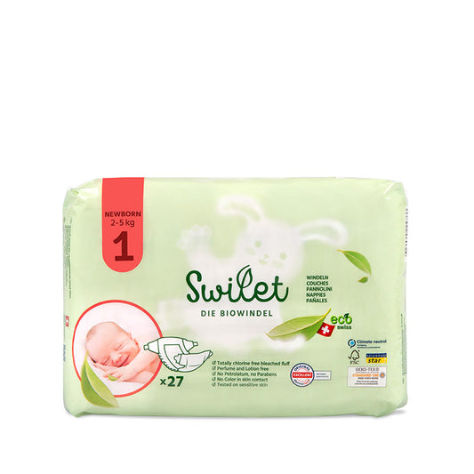 Swilet - Die Biowindel Gr. 1 Newborn 2-5Kg (8x 27 STK) 2erKarton