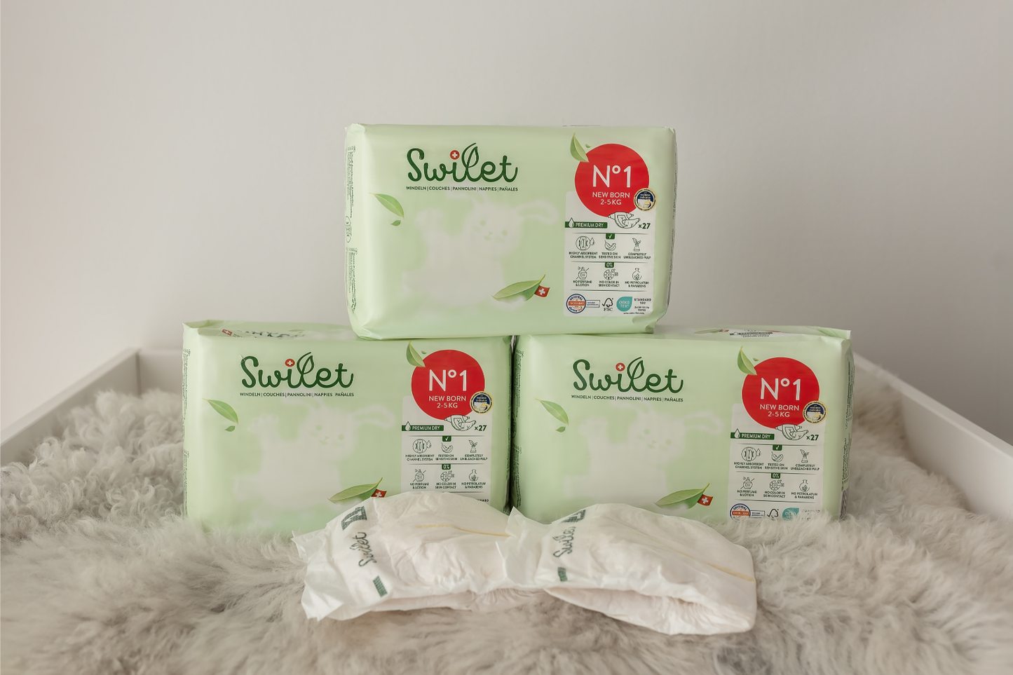 Swilet - Die Biowindel Gr. 1 Newborn 2-5Kg (8x 27 STK) 2erKarton
