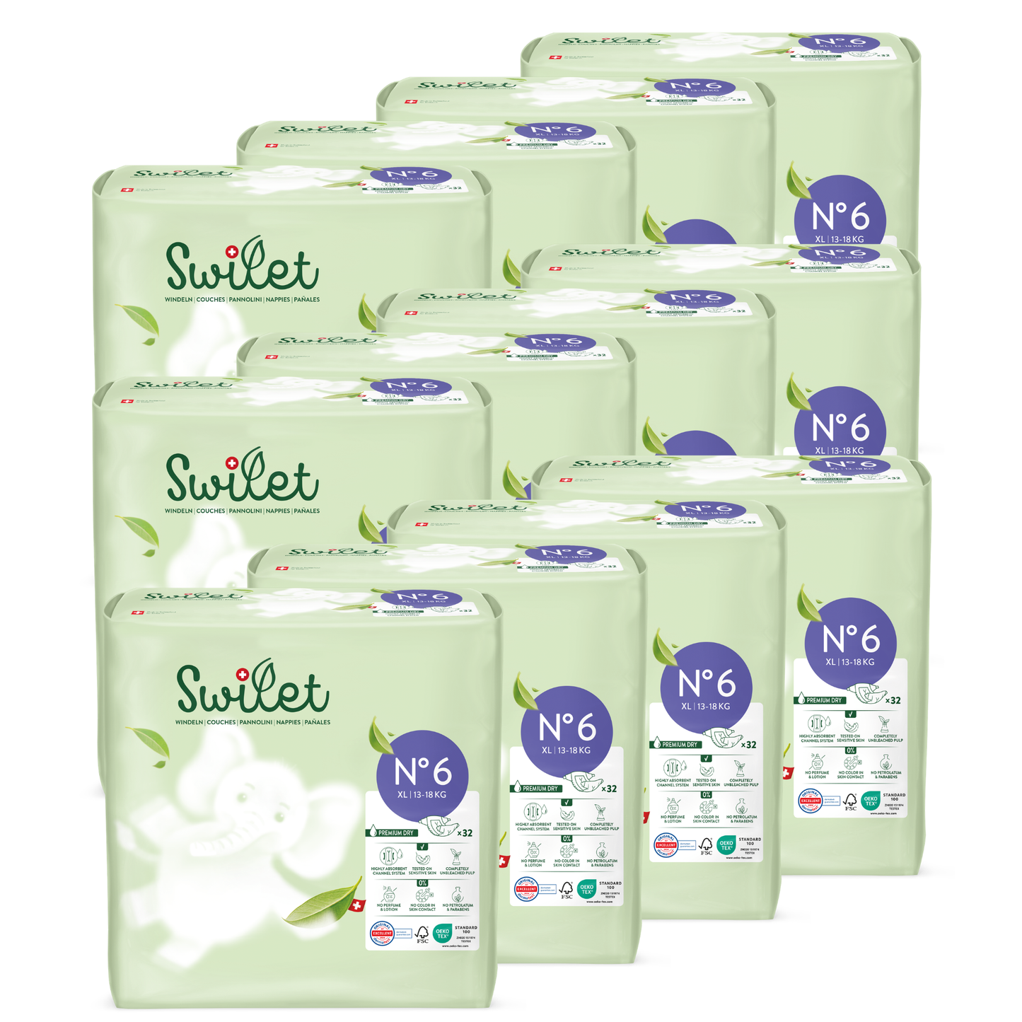Swilet - Die Biowindel Gr. 6 XL 13-18Kg (12x 32 STK) 2erKarton