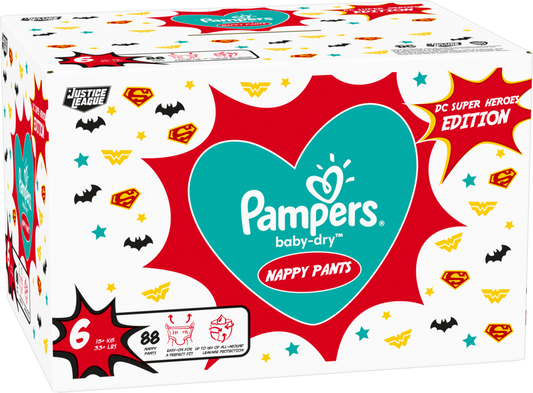 Pampers Baby-Dry Pants Gr. 6 XL 15+kg (88 STK) Superhelden Edition Monatsbox