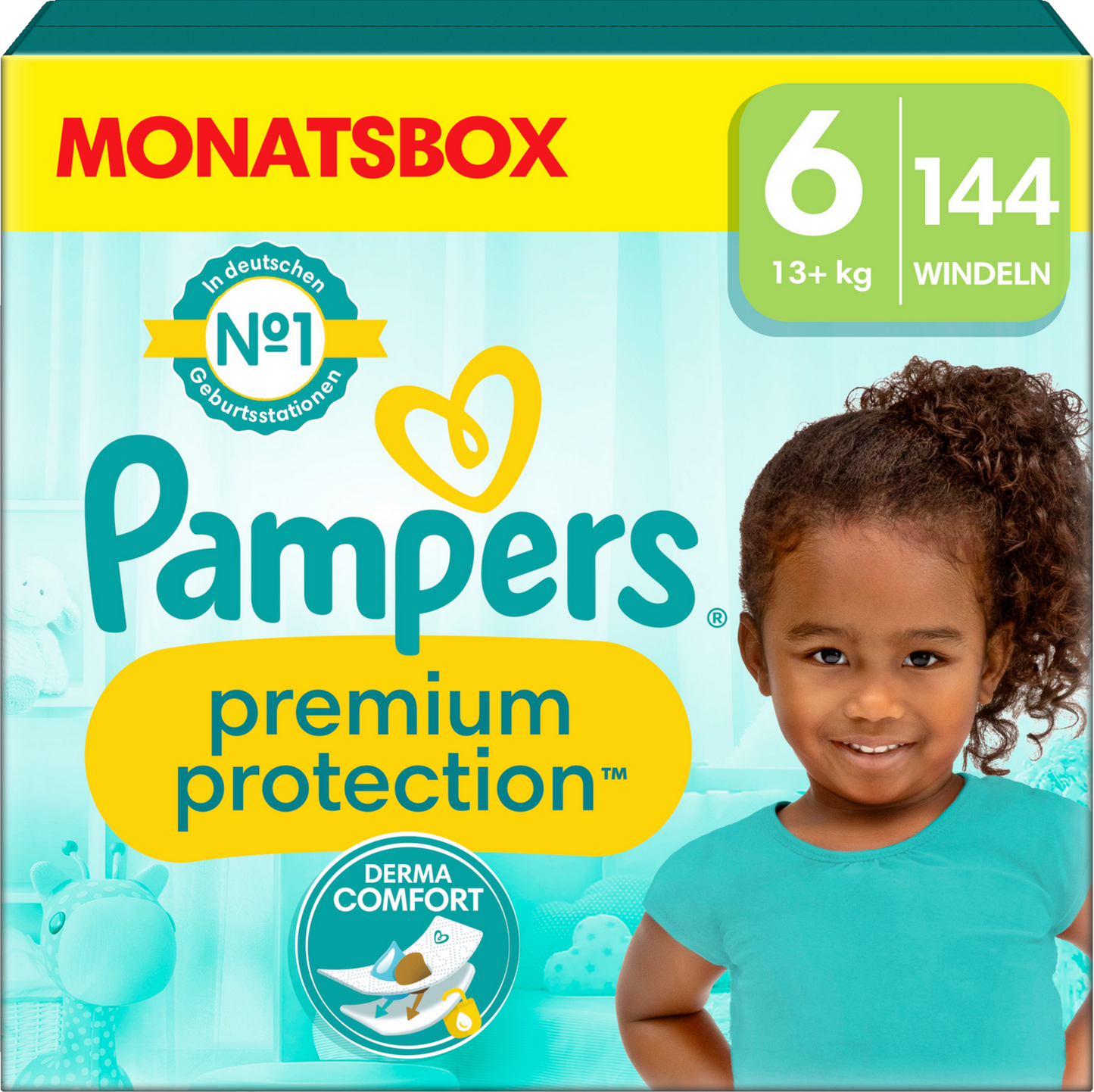 Pampers Premium Protection Gr. 6 XL 13+kg (144 STK) Monatsbox